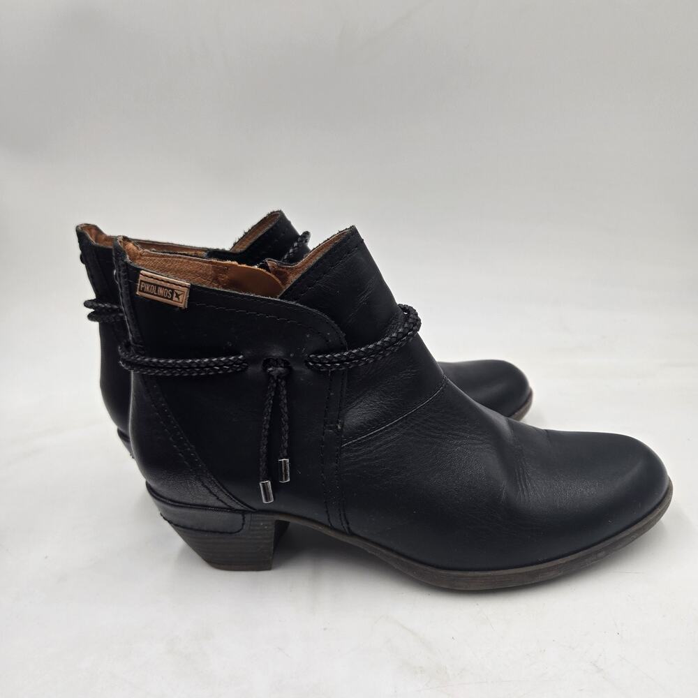 PIKOLINOS Women's Black Leather Rotterdam Tassel Zip Ankle Booties Boots Sz 38 7